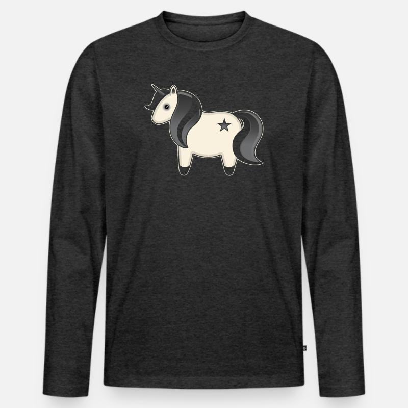 mystisches Einhorn - Männer Premium Bio Langarmshirt - Anthrazit meliert