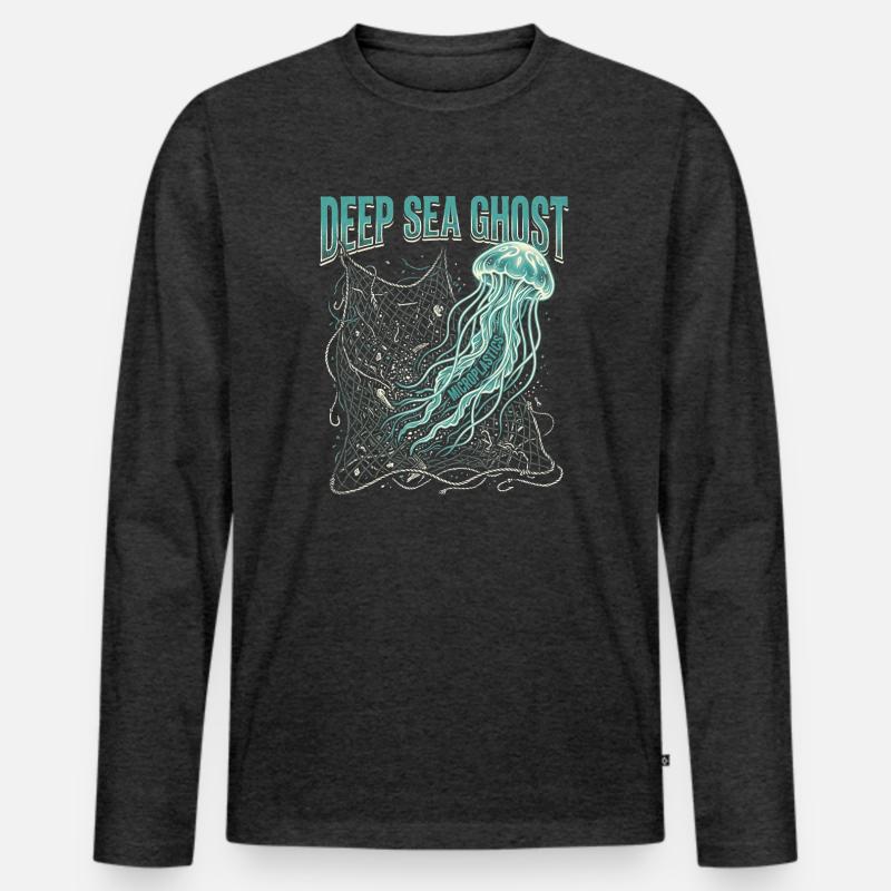 Deep Sea Ghost - Männer Premium Bio Langarmshirt - Anthrazit meliert
