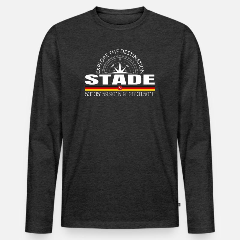 Stade - Männer Premium Bio Langarmshirt - Anthrazit meliert