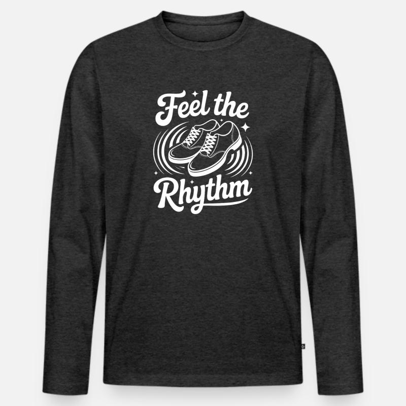 Feel The Rhythm Stepptanz Dancer - Männer Premium Bio Langarmshirt - Anthrazit meliert