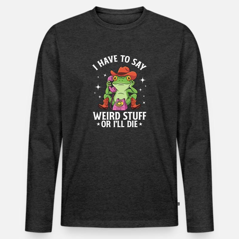 Frosch-Seltsamkeits-Meme - Männer Premium Bio Langarmshirt - Anthrazit meliert