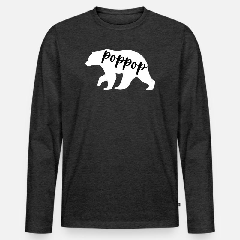Poppop-Bär - Männer Premium Bio Langarmshirt - Anthrazit meliert