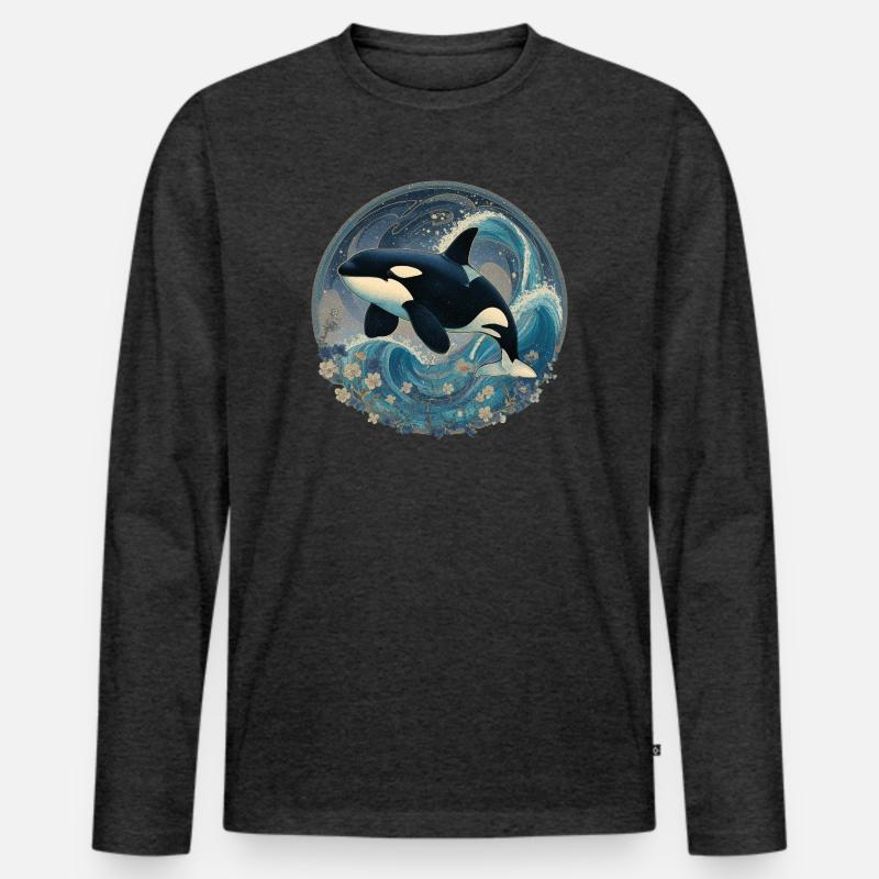 Orca - Männer Premium Bio Langarmshirt - Anthrazit meliert