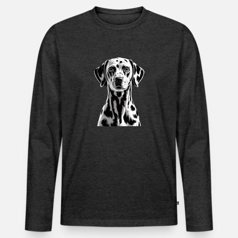 Dalmatiner - Männer Premium Bio Langarmshirt - Anthrazit meliert