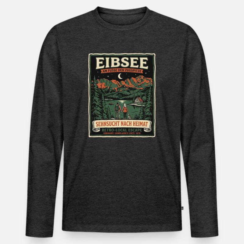 Eibsee Heimat - Männer Premium Bio Langarmshirt - Anthrazit meliert