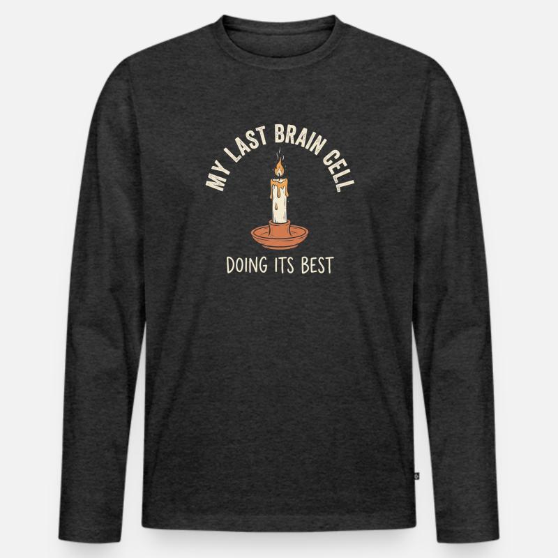 Last Brain Cell - Männer Premium Bio Langarmshirt - Anthrazit meliert