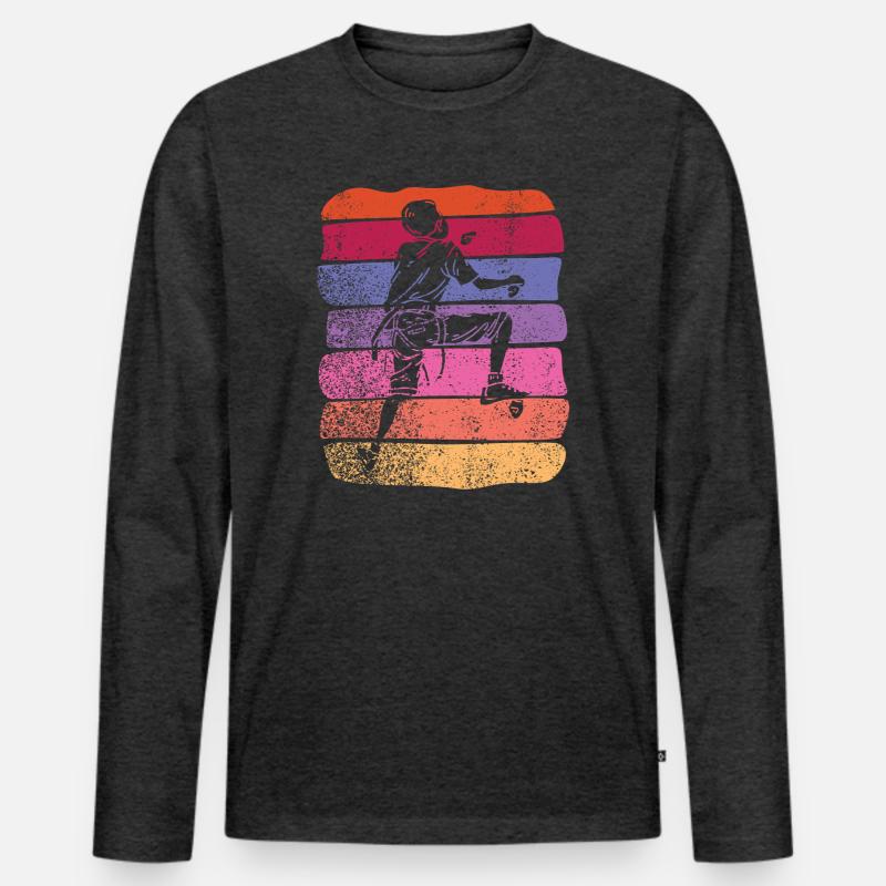 Boulderer Boulder Bouldern - Männer Premium Bio Langarmshirt - Anthrazit meliert