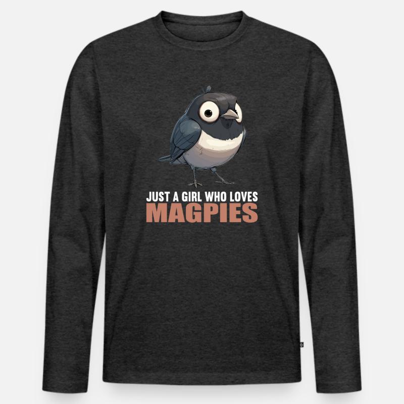 Elstern Elster - Männer Premium Bio Langarmshirt - Anthrazit meliert
