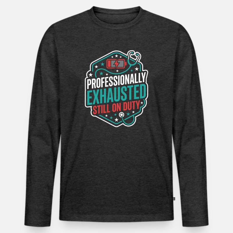 Nachtschicht-krankenschwester, Müde - Männer Premium Bio Langarmshirt - Anthrazit meliert
