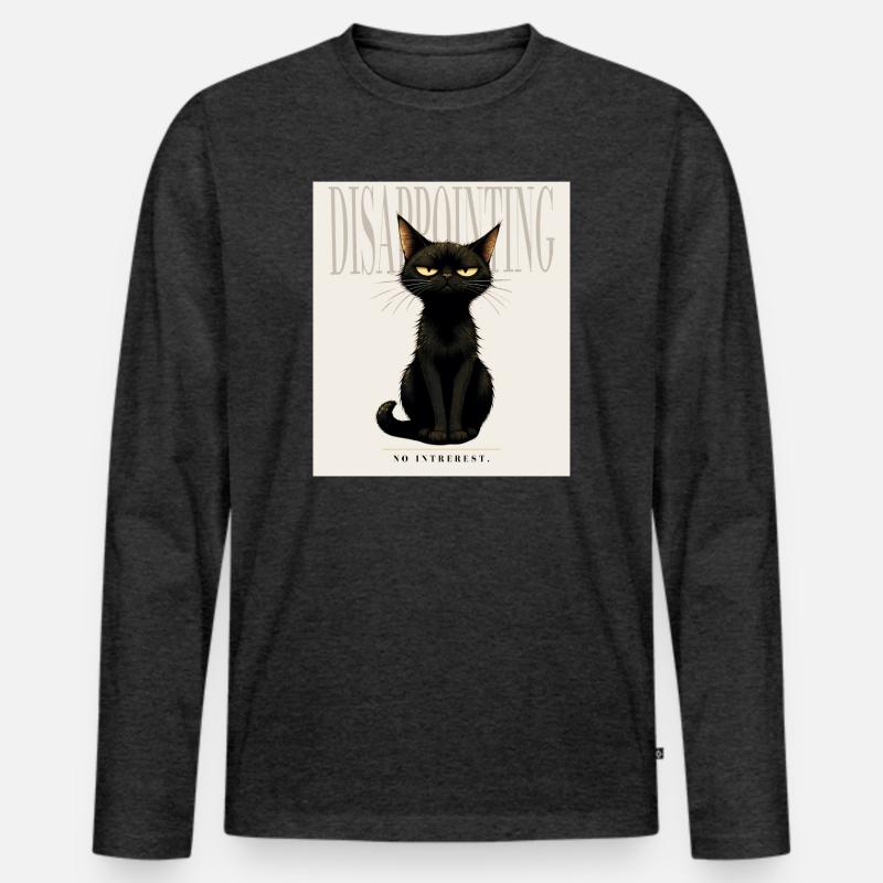 Disappointing. – Sarcastic Black Cat Design - Männer Premium Bio Langarmshirt - Anthrazit meliert