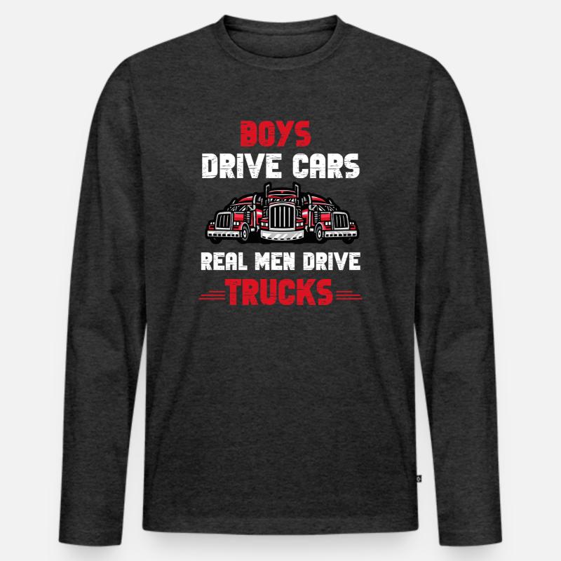 Real Men Trucks - Männer Premium Bio Langarmshirt - Anthrazit meliert