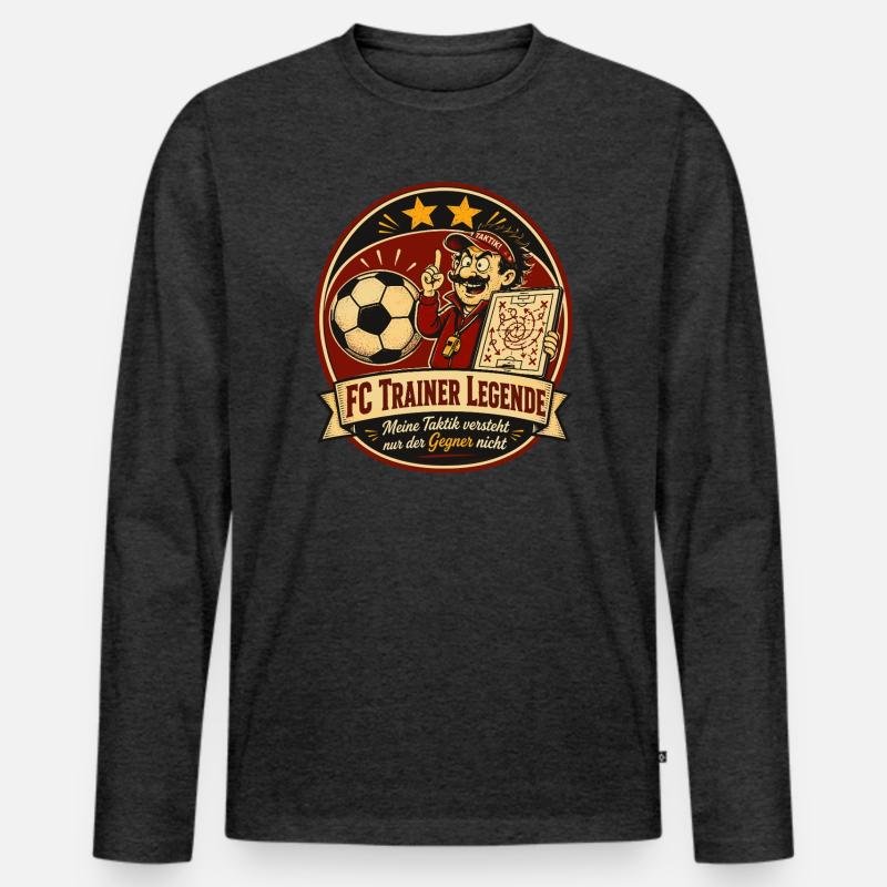 FC Trainer Legende - Männer Premium Bio Langarmshirt - Anthrazit meliert