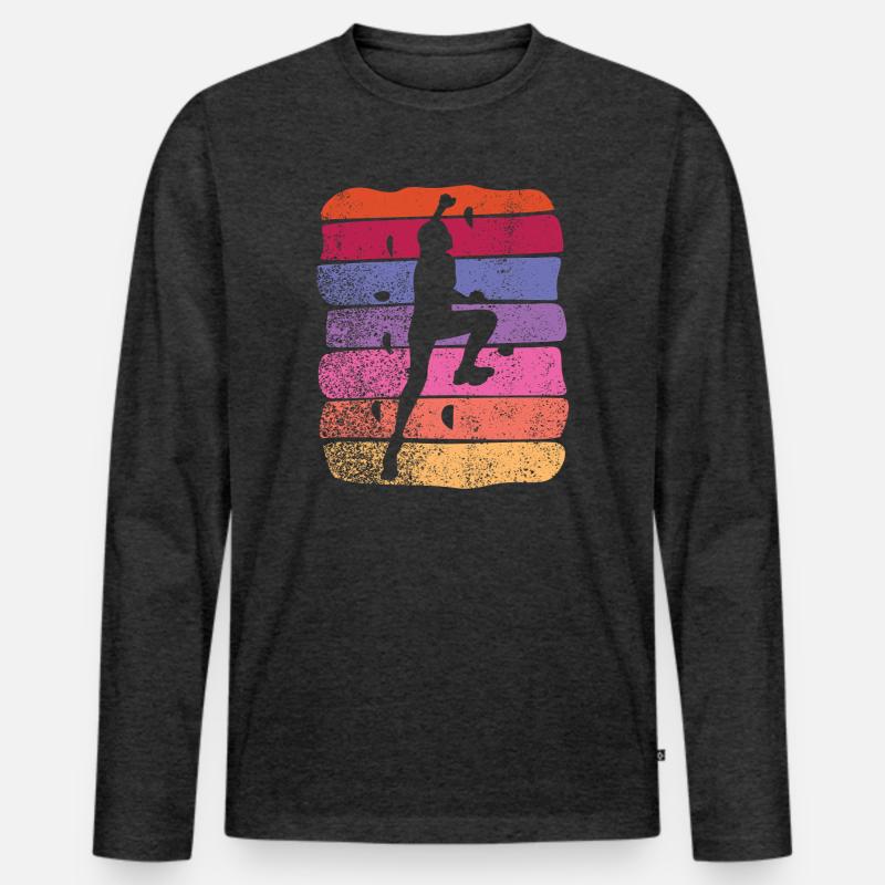 Boulderer Boulder Bouldern - Männer Premium Bio Langarmshirt - Anthrazit meliert