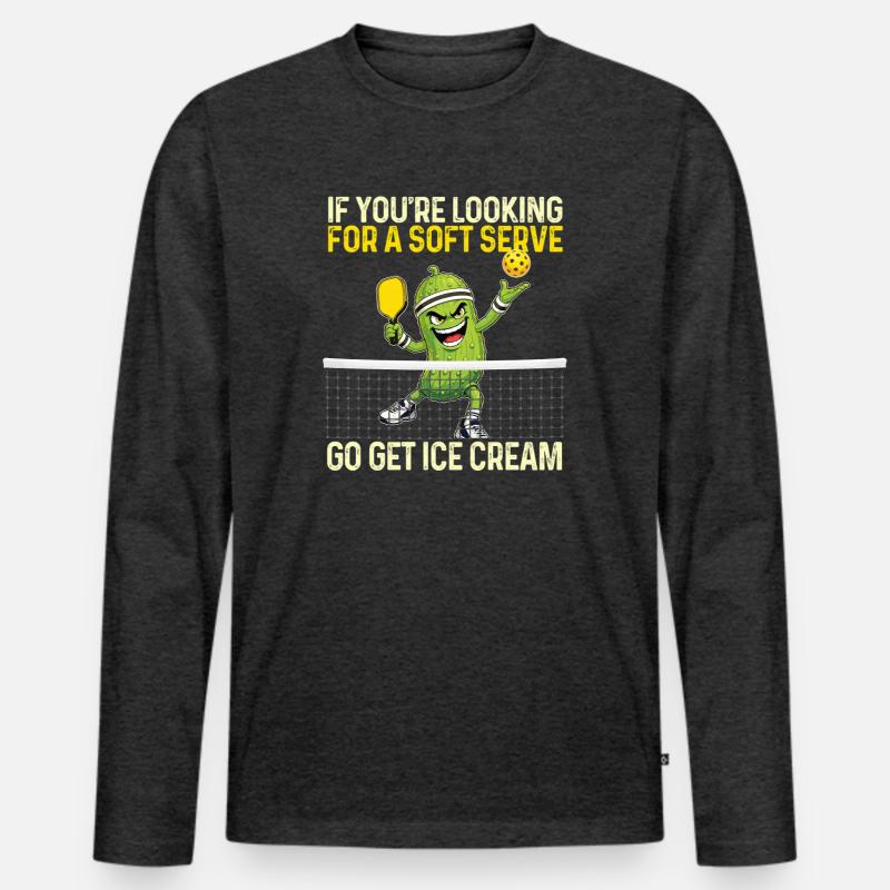 Softserver Cream Pickleball - Männer Premium Bio Langarmshirt - Anthrazit meliert