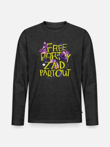 Free Party ZAD überall - Männer Premium Bio Langarmshirt - Anthrazit meliert