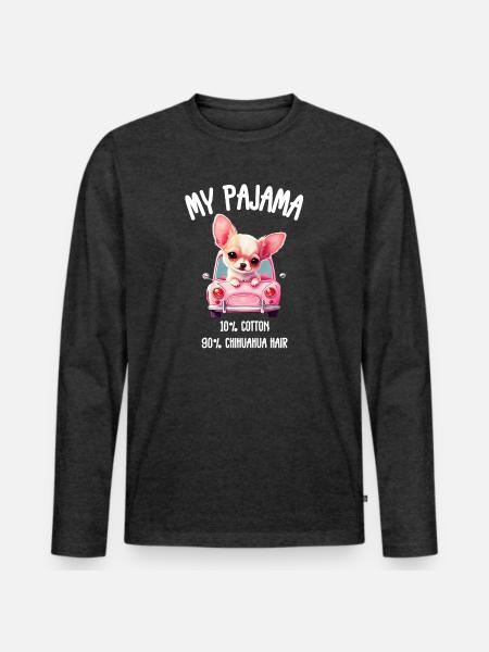 Hunde-Chihuahua-Schlafanzug - Männer Premium Bio Langarmshirt - Anthrazit meliert