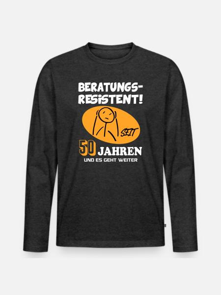 Comic Geburtstag 50 Jahre Happy Birthday - Männer Premium Bio Langarmshirt - Anthrazit meliert