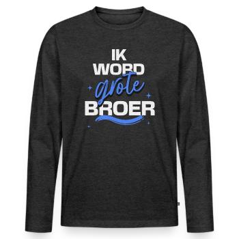 "Ich werde großer Bruder" Schwangerschaftsankündigung - Männer Premium Bio Langarmshirt - Anthrazit meliert - Vorne - Nico (187cm)