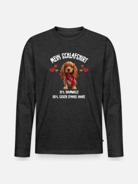 Cocker Spaniel Schal Pyjama - Männer Premium Bio Langarmshirt - Anthrazit meliert
