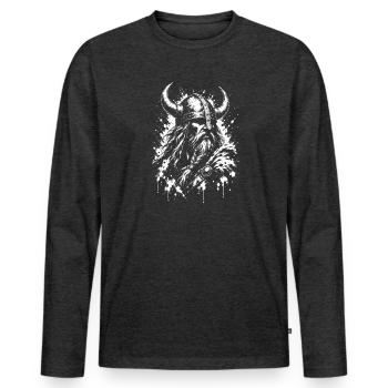 Wiking Krieger - Männer Premium Bio Langarmshirt - Anthrazit meliert - Vorne - Nico (187cm)