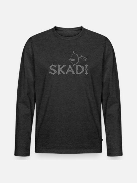 Skadi Bogen und Berge | Noventra - Männer Premium Bio Langarmshirt - Anthrazit meliert