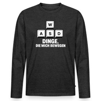 Was einen gealterten PC-Gamer bewegt - WASD - Männer Premium Bio Langarmshirt - Anthrazit meliert - Vorne - Nico (187cm)