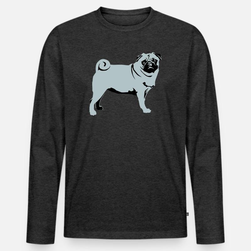 Mops - Männer Premium Bio Langarmshirt - Anthrazit meliert