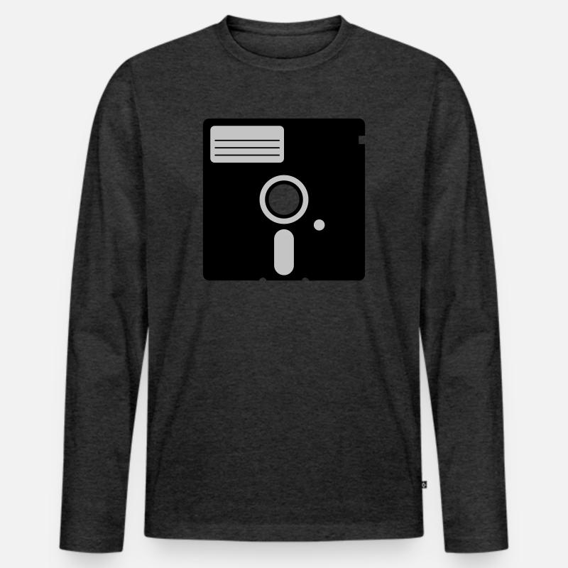 retro floppy disk - Männer Premium Bio Langarmshirt - Anthrazit meliert
