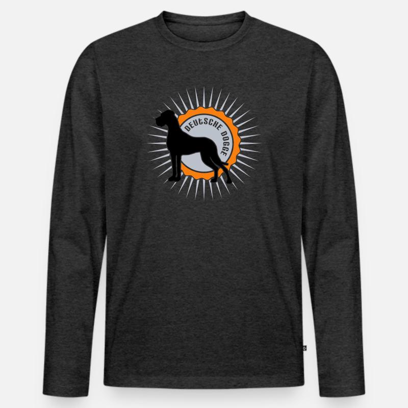 Deutsche Dogge Stern Schrift - Männer Premium Bio Langarmshirt - Anthrazit meliert