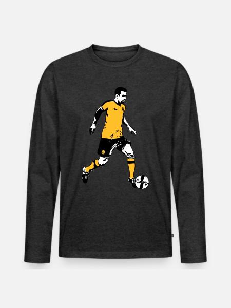 Fussball - Soocer - Männer Premium Bio Langarmshirt - Anthrazit meliert