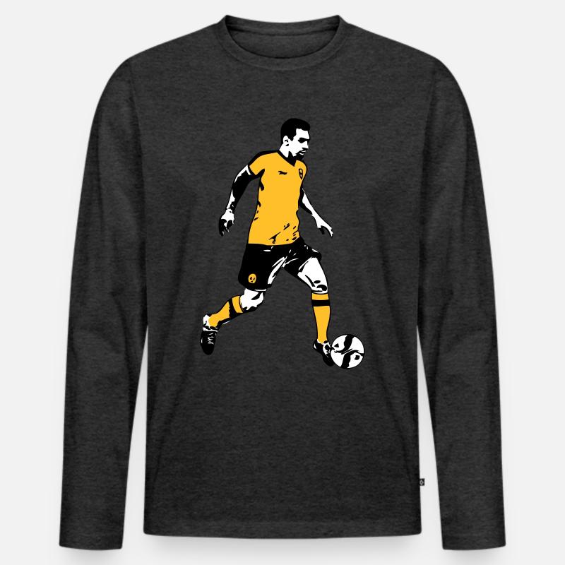 Fussball - Soocer - Männer Premium Bio Langarmshirt - Anthrazit meliert