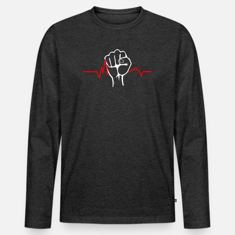 Pulsierende Faust - Männer Premium Bio Langarmshirt - Anthrazit meliert