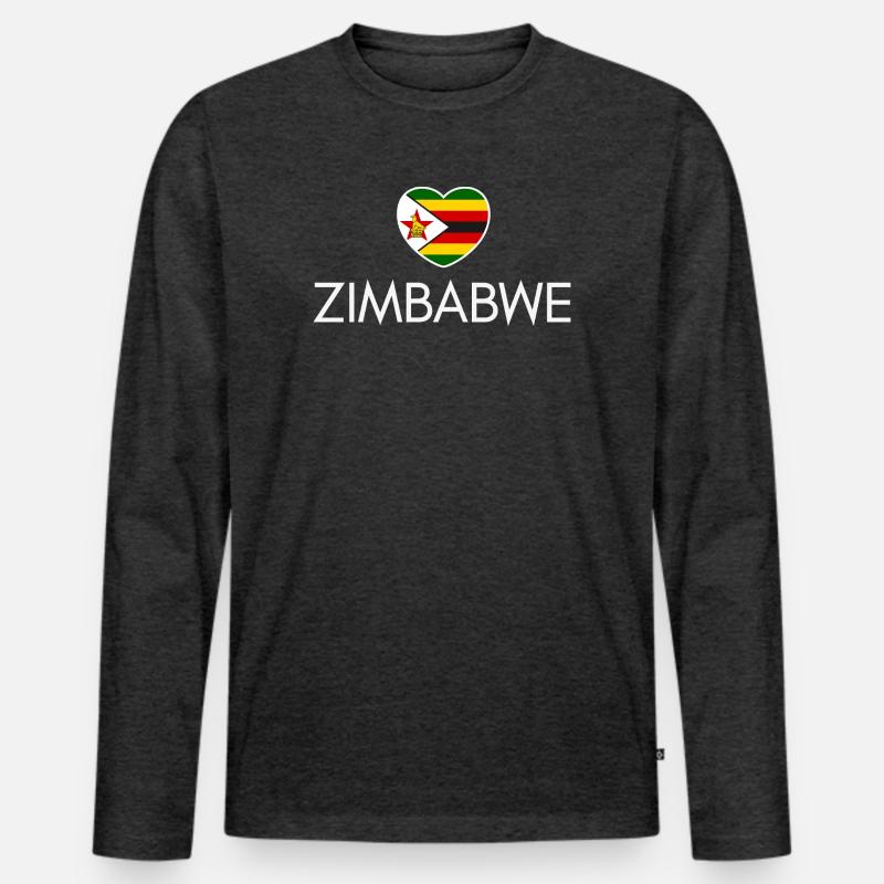 Ich liebe Simbabwe, Herz Simbabwe - Männer Premium Bio Langarmshirt - Anthrazit meliert
