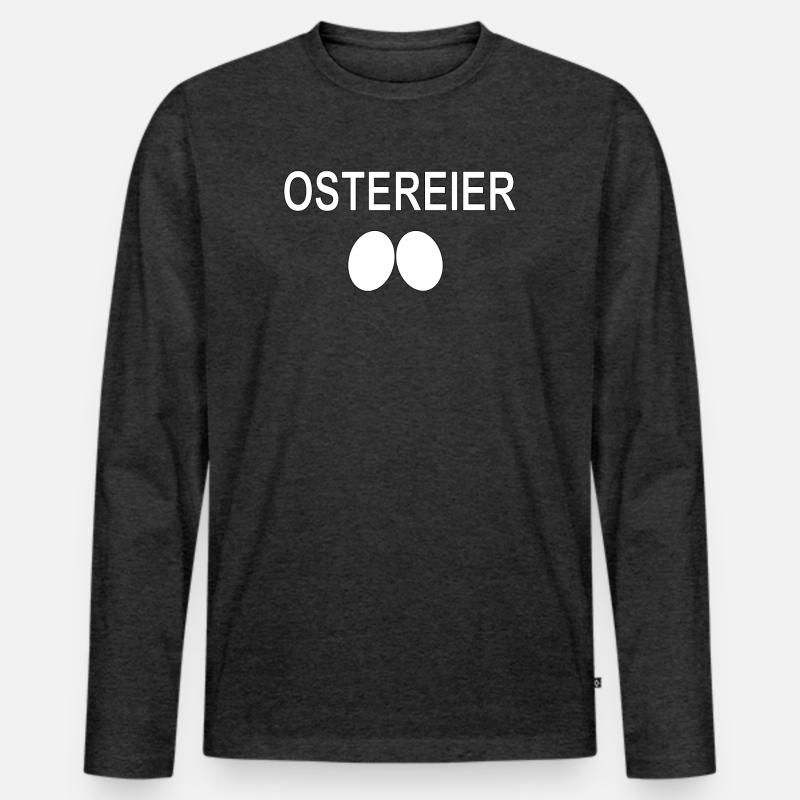 Ostereier -Design 2 Eier Geschenk - Männer Premium Bio Langarmshirt - Anthrazit meliert
