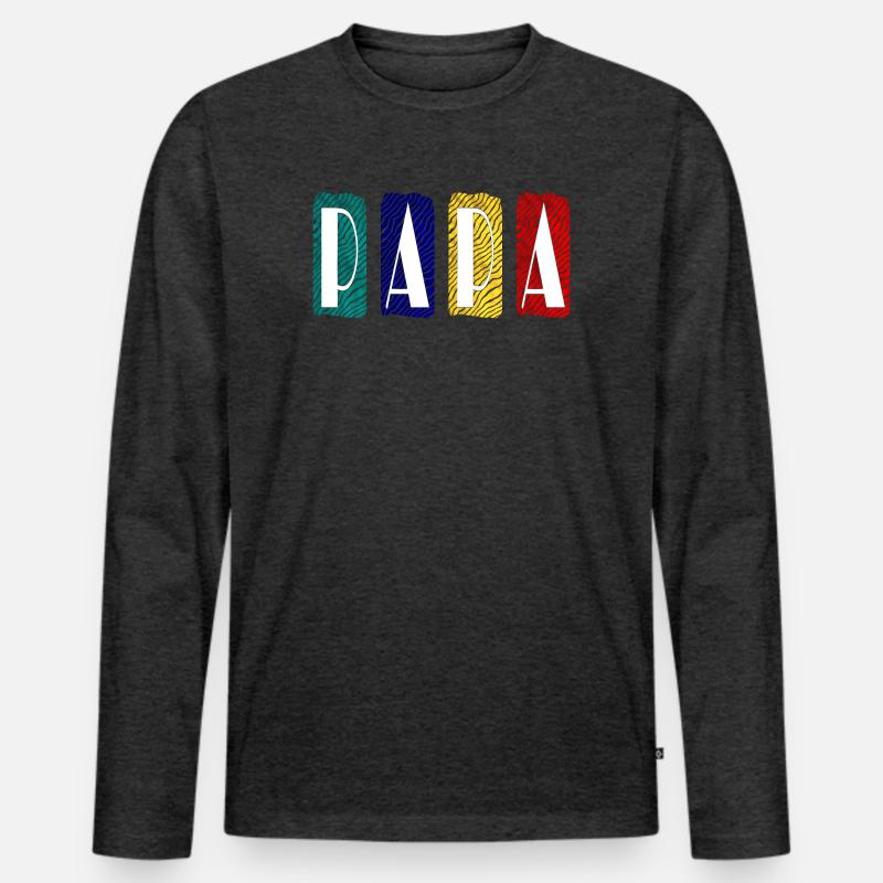 PAPA Zebra Farbpanel - Männer Premium Bio Langarmshirt - Anthrazit meliert