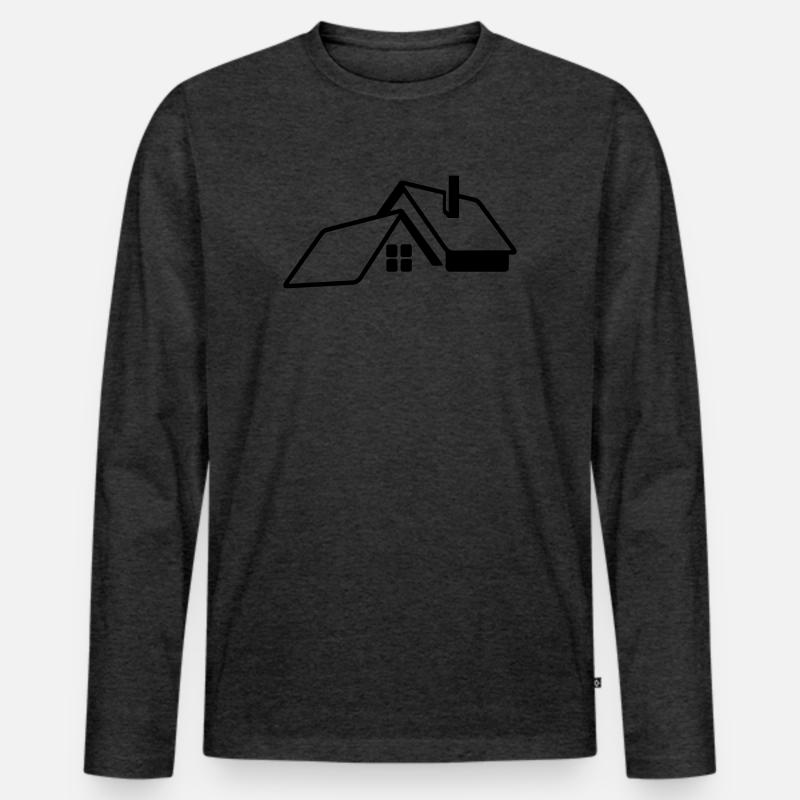 Transparentes Logo des Hauses - Männer Premium Bio Langarmshirt - Anthrazit meliert