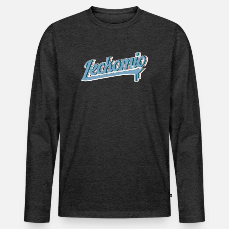 Leckomio - Lustiger Spruch - Eiscreme - Frech - Männer Premium Bio Langarmshirt - Anthrazit meliert