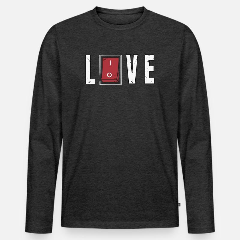 Liebe erwidert - Männer Premium Bio Langarmshirt - Anthrazit meliert