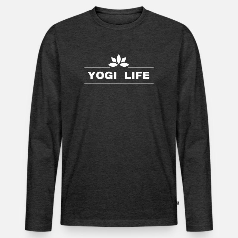 Yogi-Leben - Männer Premium Bio Langarmshirt - Anthrazit meliert