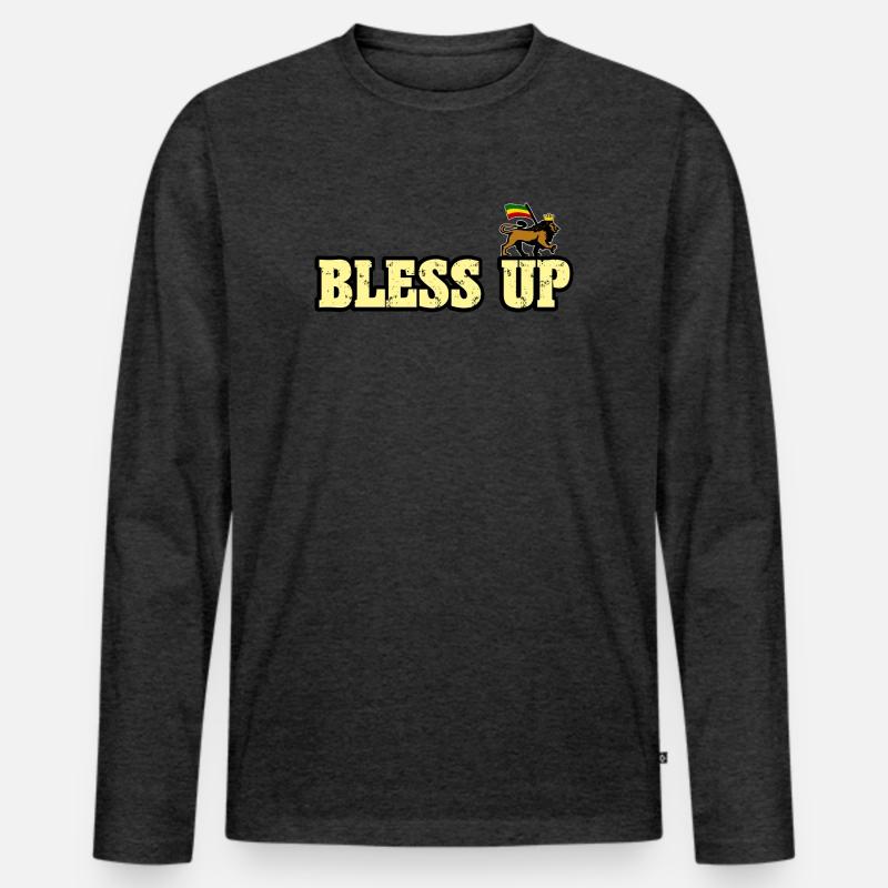 Dub Reggae Bless Up - Männer Premium Bio Langarmshirt - Anthrazit meliert