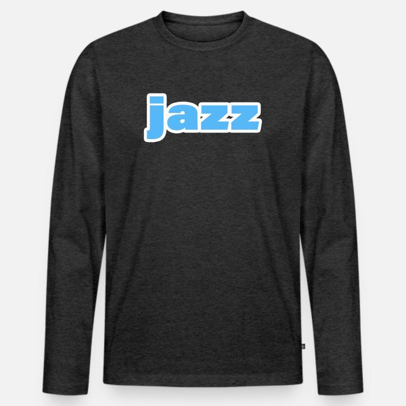 JAZZ - Männer Premium Bio Langarmshirt - Anthrazit meliert