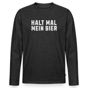 Halt mal mein Bier - Männer Premium Bio Langarmshirt - Anthrazit meliert - Vorne - Nico (187cm)