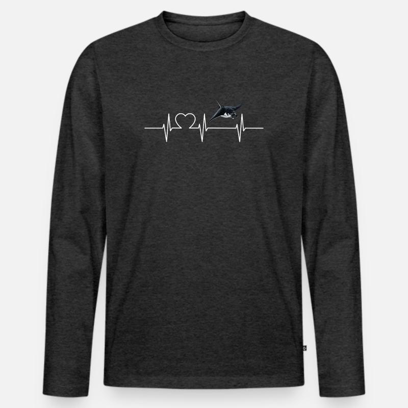 Rochen Mantarochen - Männer Premium Bio Langarmshirt - Anthrazit meliert