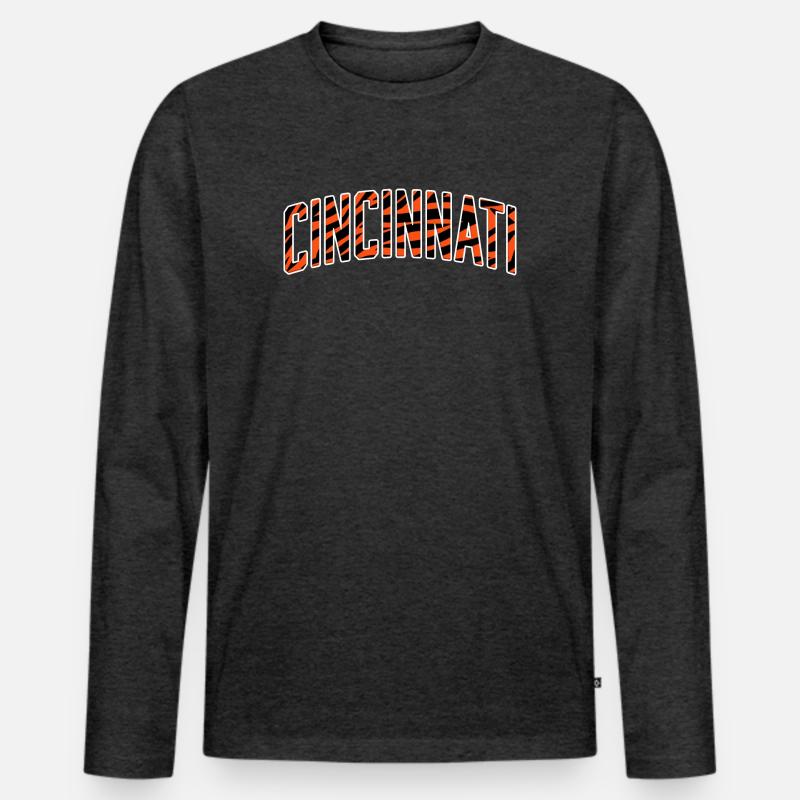 Cincinnati Tiger Stripe - Männer Premium Bio Langarmshirt - Anthrazit meliert