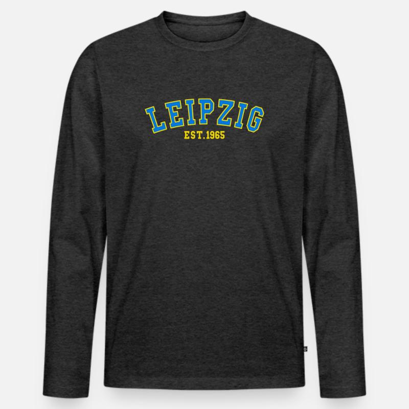 Leipzig Est. 1965 - Männer Premium Bio Langarmshirt - Anthrazit meliert