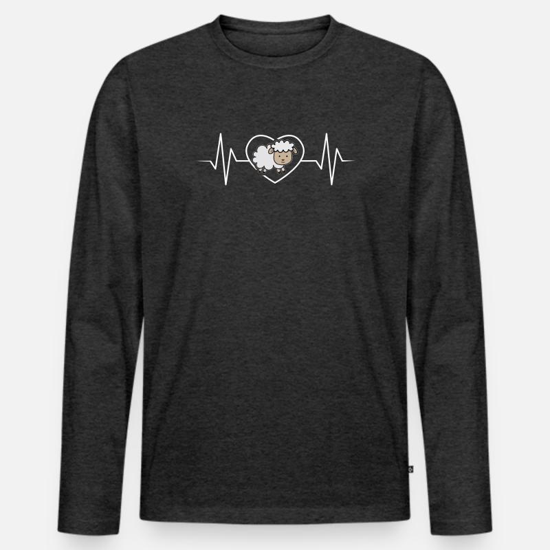 Schaf - Männer Premium Bio Langarmshirt - Anthrazit meliert