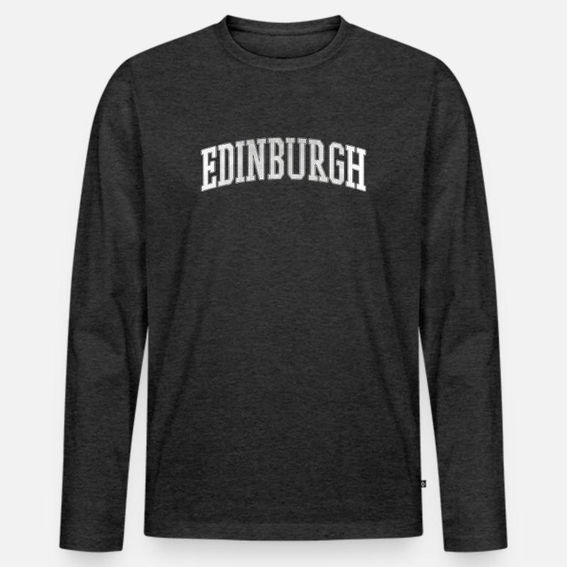 Edinburgh Varsity Bogen Schrift - Männer Premium Bio Langarmshirt - Anthrazit meliert