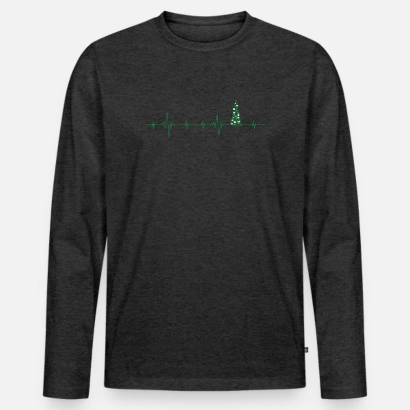 Weihnachtsbaum Puls Kunstwerk - Männer Premium Bio Langarmshirt - Anthrazit meliert