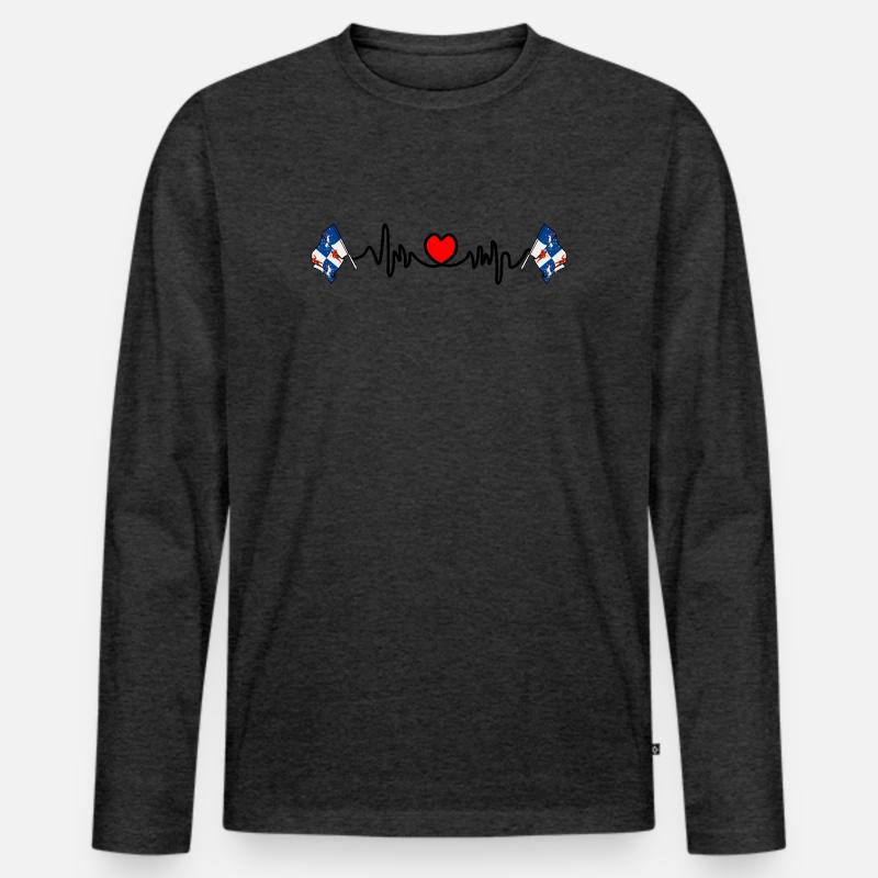 Norrbotten Herzfrequenz-Design - Männer Premium Bio Langarmshirt - Anthrazit meliert