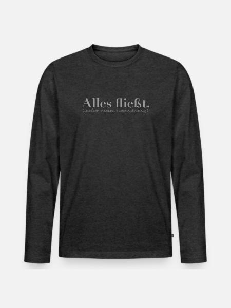 Fehlender Tatendrang im Fluss des Lebens - Männer Premium Bio Langarmshirt - Anthrazit meliert